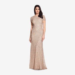 Adrianna Papell Scoop Back Sequin Gown